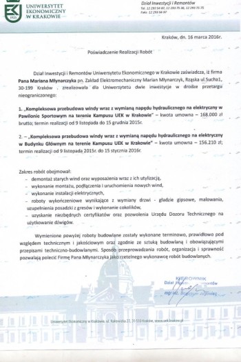 Referencje Uniwersytet Ekonomiczny